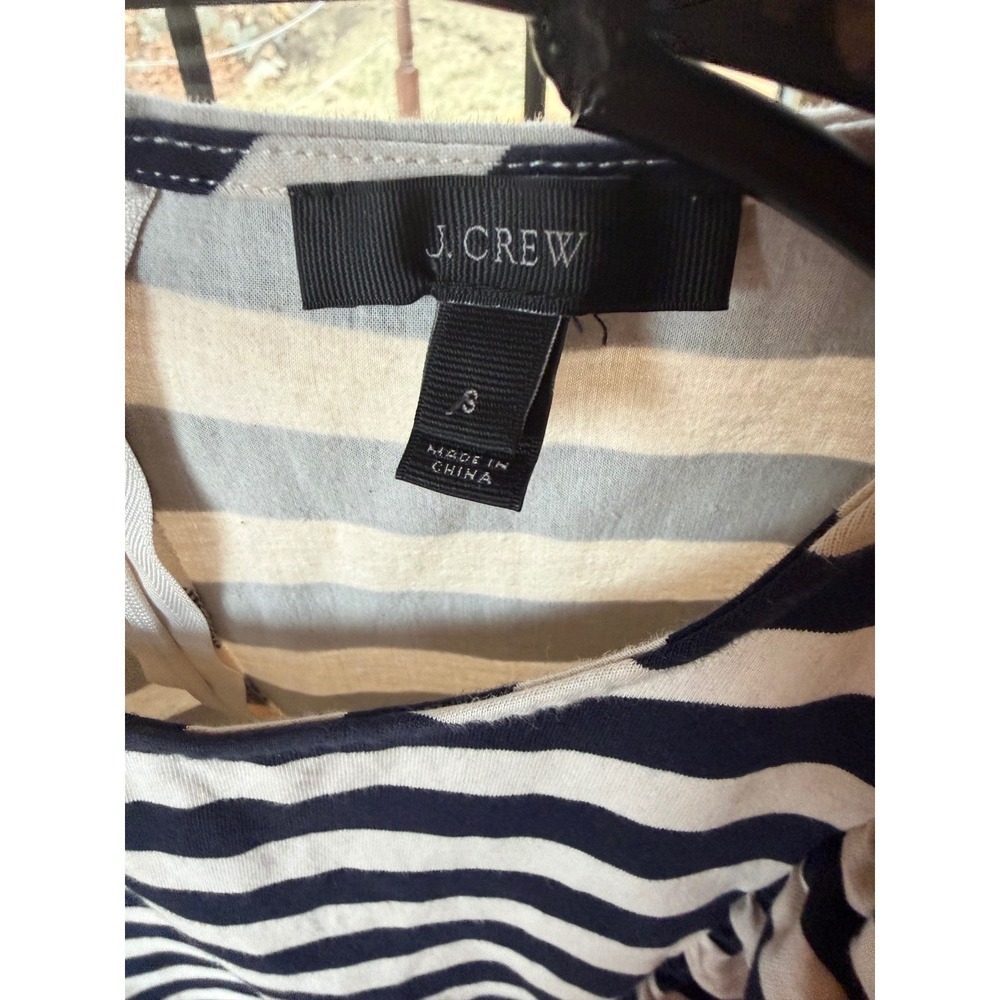 J.Crew Womens Navy White Striped Ruffle Peplum Top 3/4 Sleeve Size S - Picture 6 of 10